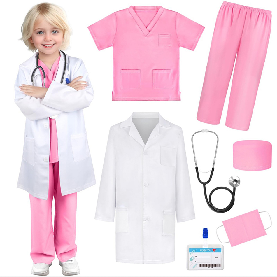 Kids Doctor Education - 7-delig kind wit medisch uniform laboratoriumjas