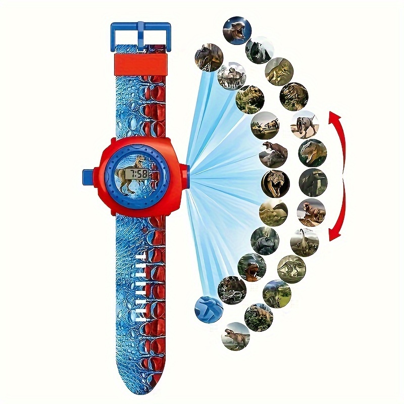 Kids Education Images - Dinosaurusprojectorhorloge voor kinderen - 24-afbeeldingszaklamp en