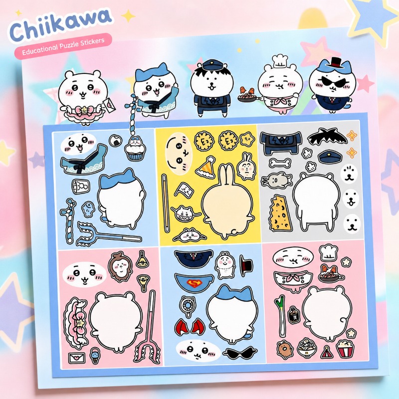 Kids Education In Japan - Anime Chiikawa Educatieve puzzelstickers Sterk klevende