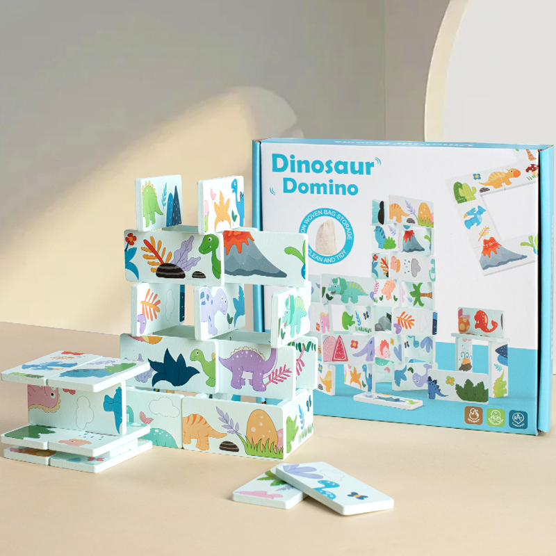 Kids Education Images - Houten speelgoed Dinosaurus Domino Dierenschaduw Koppelen