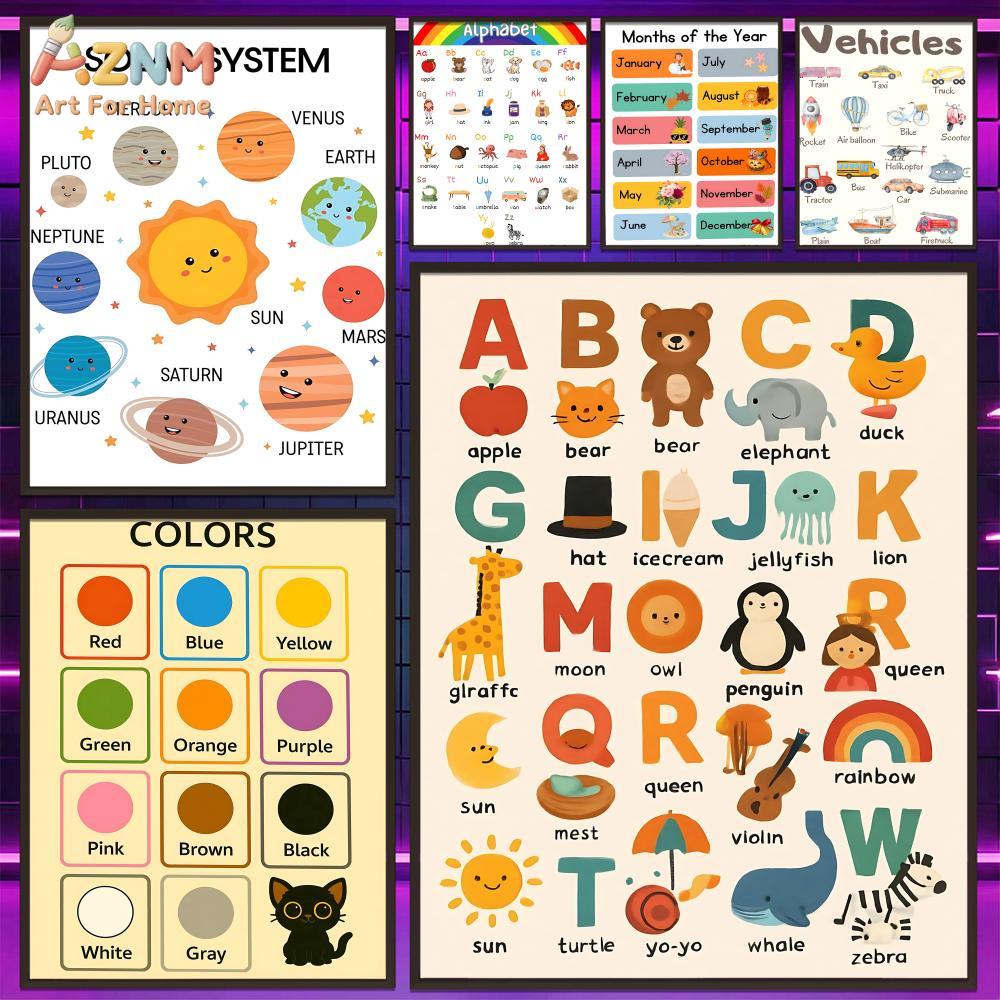 Kids Education System - AZNM Educatieve canvas wanddecoratie voor kinderen,